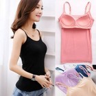 Women s Camisole With Built In Shelf Bra Spaghetti Strap-vest Padded Tank Tops
