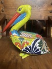 Talavera Pelican Mexican Pottery Bird X Large 17  Folk Art Lime Green