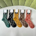 5 Pairs Multicolor Gucci Men   s Women s Mid Calf Socks Fashion Casual Gift Box