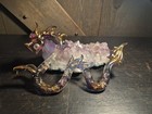 Dragon Serpent Figurine Blown Glass  Amethyst Crystals