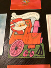 Vintage Retro Christmas Cards Lot Of 5 Hallmark  4 Unused Santa Angel Orange