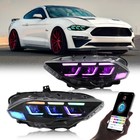 Pair Rgb Led Headlights For Ford Mustang 2018-2023 Head Front Lamps Assembly