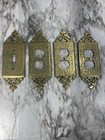 Antique Hammered Brass Outlet Plates Architectural Salvage Set Of 4