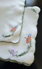Hand Embroidered Linen Placemats Napkins Set 6   14 Pc 