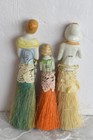 Lot Of 3 Vintage Porcelain Half Doll Broom Whisks--8    6 --japan  d-7 