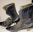 Antique Victorian Boots Shoes Ladies Lace Up Black Leather Heeled Size Unknown