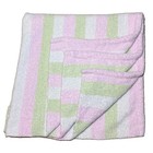 Carters Chenille Pink White Green Stripe 30x32 Baby Blanket Security Lovey