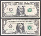 Same Matching Serial Number Pair Of  1 Bills  Usa Bank Note Unique Dollar Bills