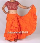 Orange Cotton 25 Yard Skirt 4 Tier Tribal Belly Dance Gypsy Renaissance Ats Fcbd