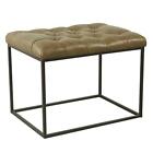 Upholstered Tufted Ottoman Stool Metal Base Decorative Bench Living Room Bedroom