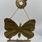 Vintage Mcm Mixed Metal Brass Copper Butterfly Key Holder Wall Rack Stamped Baro