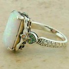3ct Emerald Cut Opal Antique Victorian Engagement Ring 14k White Gold Finish