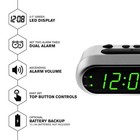 Sharp Digital Dual Alarm Clock  Silver With Green Led Display  Ascending Alarm