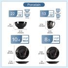 Lovecasa 16-piece Porcelain Dinnerware Set Black Kitchen Plates Bowls   Mugs Set