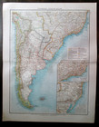 1898  South America Southern Part  Antique Big Size Map