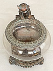 Antique Bradley Hubbard Cat Fishbowl Aquarium Spelter Iron Book Inkwell Novelty