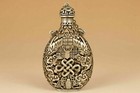 Rare Chinese Tibet-silver Copper Hand Solid Carved Bat Statue Snuff Bottle