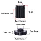 1 Mod 10t 150t Teeth Spur Pinion 45  Carbon Steel Transmission Gears With Steps