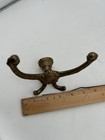 Vintage Solid Brass Wall Mount Double Arm 4 Hook Coat Hanger