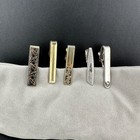 Vintage Tie Bar Clip Lot Gold Silver Tone Art Deco Geometrics Etched Enamel 