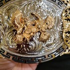 Fighting Roosters  Belt Buckle Western  Rodeo Silver Rosetone Oval  Cowboy Fashi