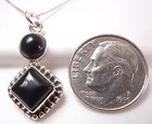 Black Onyx W  Silver Dot Accents 925 Sterling Silver Pendant Corona Sun Jewelry