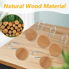 12pcs Wood Shower Curtain Hooks Decorative Modern Round Log Rings For Rod