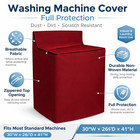 Washing Machine Cover Zippered Burgundy Dust Proof Fits Most Washers