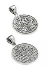 Silver Celtic Cross Irish Blessing Textured Coin Medallion Pendant Necklace