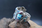Antique Old Chinese Export Asian Silver   Enamel Band Ring Size 10 Adjustable