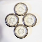 Vintage Silver Plated And Glass Coasters Set Of 4 Starburst Pattern Marked Italy