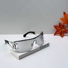 Chanel Ch9579b Shield Sunglasses Silver Frame Grey Lens Cc Strass Logo