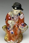 Vintage Miniature Chinese Clay Art Pottery Handmade   Painted Scholar Figurine