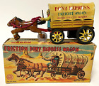 Vintage Friction Pony Express Wagon Tin Toy Metal Ponderosa Wagon Line Mar Toys