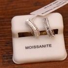 Genuine Moissanite Baguette Huggies Earrings 925 Sterling Silver