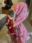 Vintage Handmade Doll Apron Red Gingham Fruit Print Child   s Decorative Apron