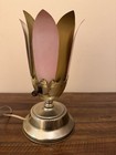 Vintage Mcm Metal Tv  Lamp Tulip Pink   Gold 11    T 1950 s Works Patina