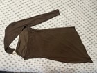 Brown One-shoulder Knit Bodycon Midi Dress Pullover Long Sleeve Xs Stretch