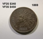 1869 Indian Cent Vf  details Indian Head Cent High Grade Choice Vf