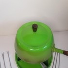 Vintage Avocado Green Fondue Pot Set With 6 Forks Mcm