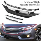 Front Bumper Grille Grill W chrome Eyelid Molding For 2016-18 Honda Civic Sedan