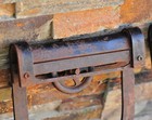 Antique George Tritch Hdwe Denver Colorado Cast Iron Barn Door Rollers Hangers