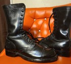 Vintage  Hh Brand  Military Jump Combat Black 12 Hole Boots Sz 7 5 7-1 2 D  Usa