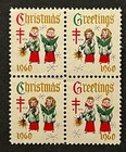Travelstamps  1960 Us Christmas Seals Block Of 4 Carolers 12 1 2 X 12 Mnh Og