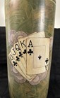 Vintage Casino Chip Playing Card Hand Painted Umbrella Stand Art Deco Mcm