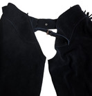 Thick Leather Western Chaps Fringed Black Size Large