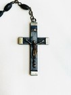 Rosary Vintage Ebony Wood Beads France Ebony Crucifix Catholic 17    Religious