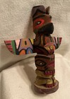 Vintage Cedar Totem Pole Hand Painted Northwest Coast