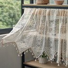 Vintage Embroidered Sheer Lace Cafe Curtain Tier Swag Valance W  Tassel Kitchen