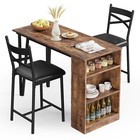 Dining Set Storage Shelves Table And 2 Height Chairs Bar Stools Kitchen Counter